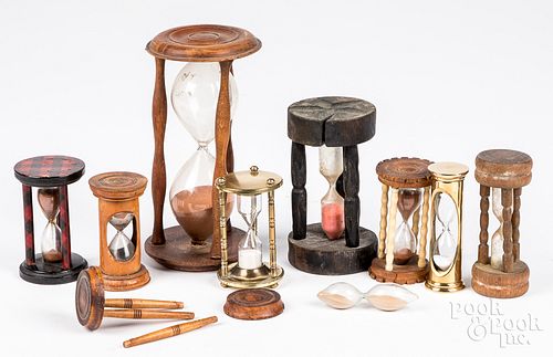 Nine sand timers, 18th/19th and 20th c.
