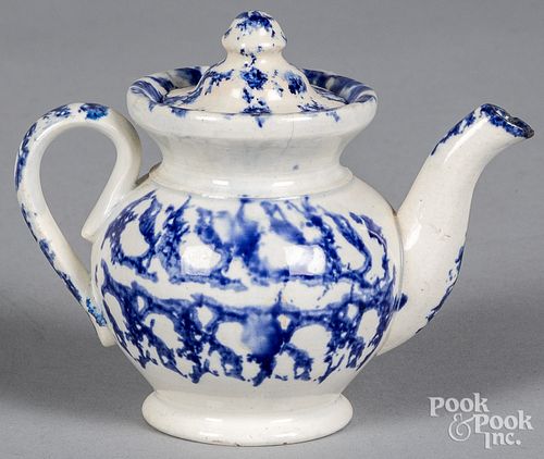 Miniature spongeware teapot, 19th c.
