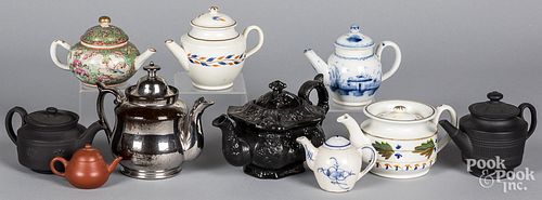 Ten miniature porcelain teapots, 18th and 19th c.