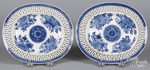 Pair of Chinese Fitzburgh blue & white trays