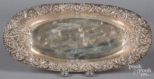 Sterling silver repousse tray