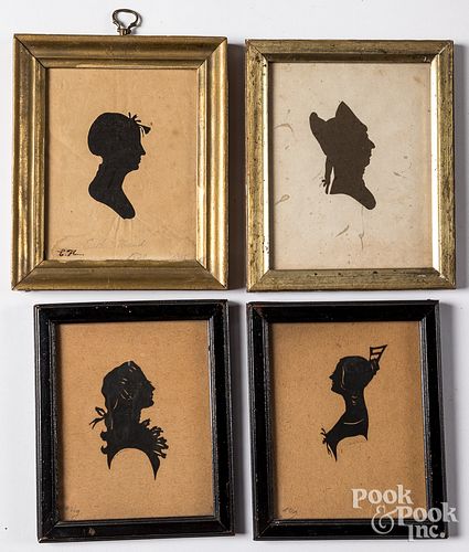 Four hollowcut silhouettes, 19th c.