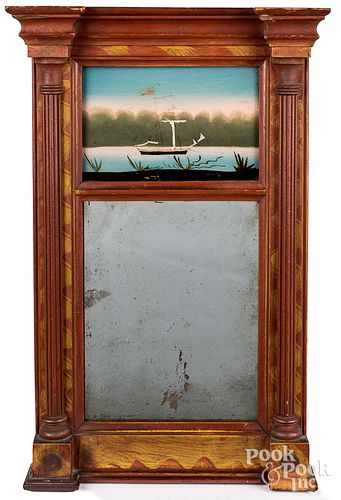 Federal painted decorated mirror 19th c.