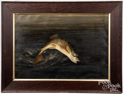 Harry Driscoll pair of oil on canvas jumping bass