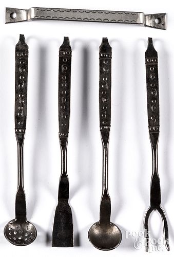 Set of miniature Deitrich whitesmithed utensils