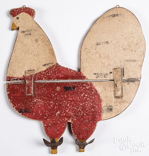 Contemporary painted pine rooster wall plaque