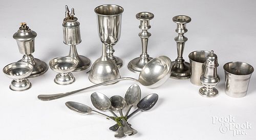 Group of miscellaneous pewter tablewares