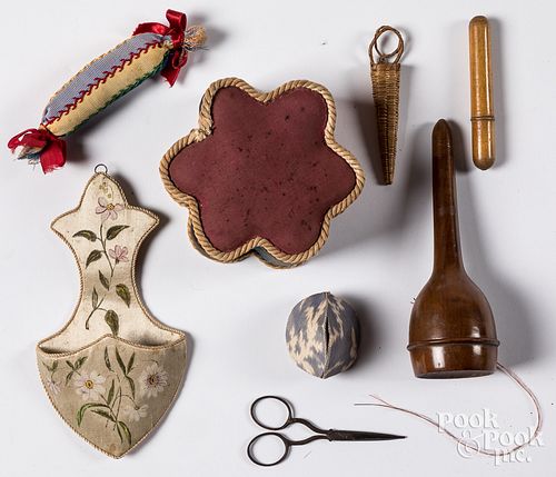Group of sewing items, 19th c.