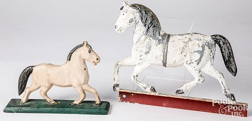 Two tin horse weathervanes, ca. 1900