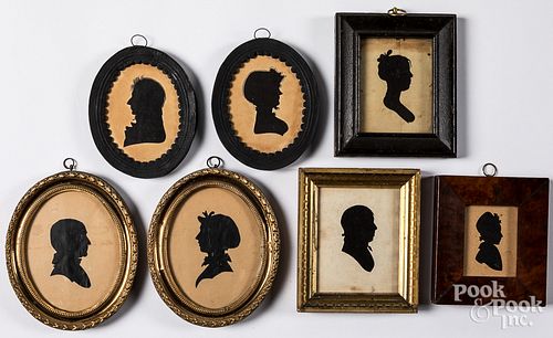 Seven portrait silhouettes, early 19th c.