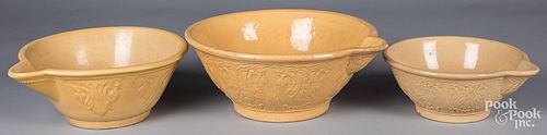 Nest of three yellowware batter bowls, 19th c.