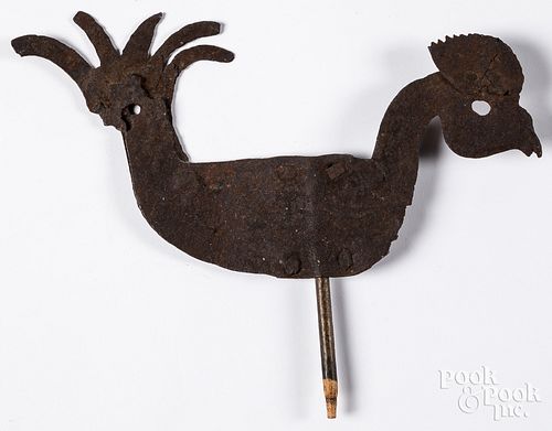 Small wrought iron rooster weathervane