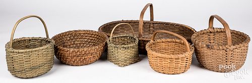 Six assorted baskets, largest - 9" h.