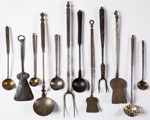 Wrought iron kitchen utensils, 19th c.