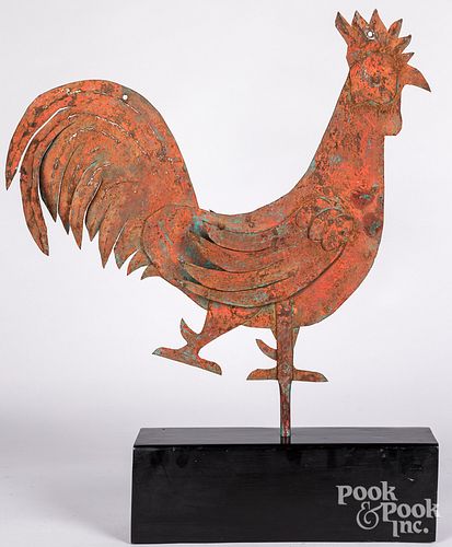 Sheet iron rooster weathervane