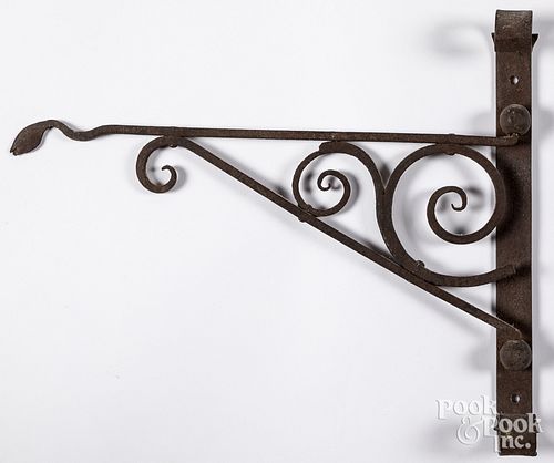Wrought iron trade sign hanger, 19th c.
