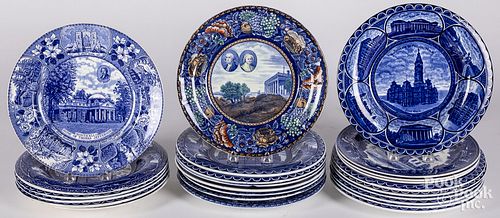 Twenty-four Historic Blue transferware plates