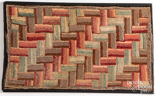 Geometric hooked rug, early 20th c.