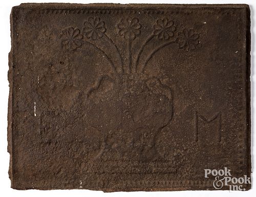 Cast iron stove plate, 18th c.