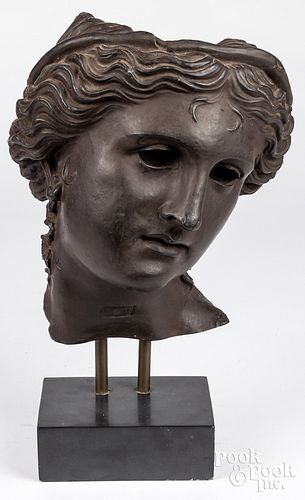 Large lead bust of a woman, 20th c.