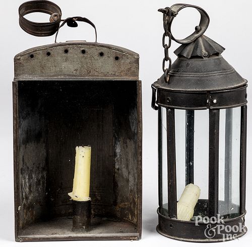 Two tin candle carry lanterns, 19th c.