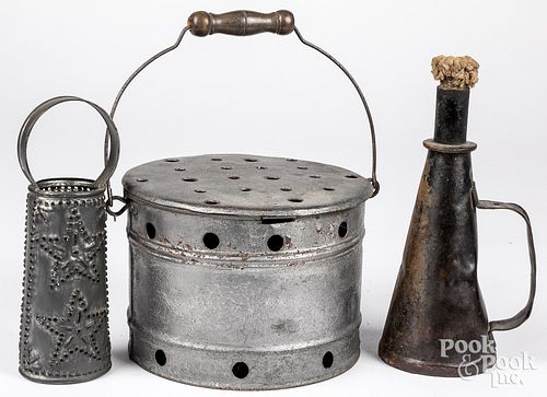 Three pieces of tin, 19th and 20th c.