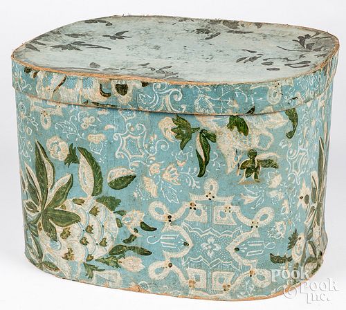 Wallpaper hat box, ca. 1800