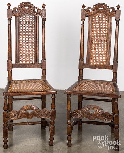Pair of William and Mary cane seat chairs