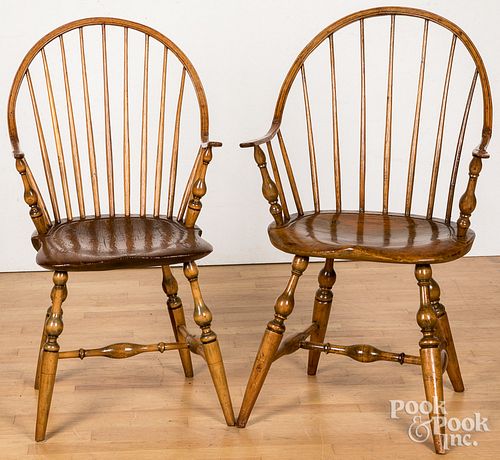 Two continuous arm Windsor chairs, ca. 1790.