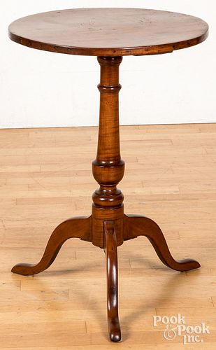 New England tiger maple candlestand, early 19th c.