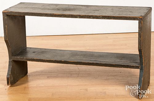 Painted pine bucket bench, late 19th c.
