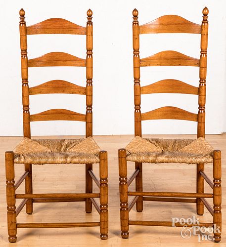 Pair of ladderback side chairs, 19th c.