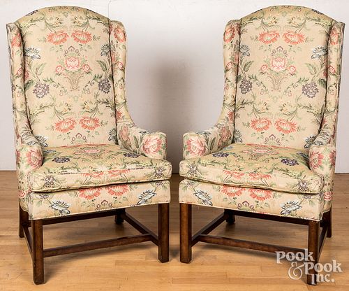 Lewis Mittman Chippendale style wing chairs