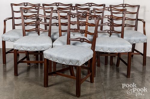 Eight Chippendale style mahogany dining chairs