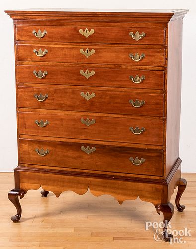 New England Queen Anne maple chest on frame