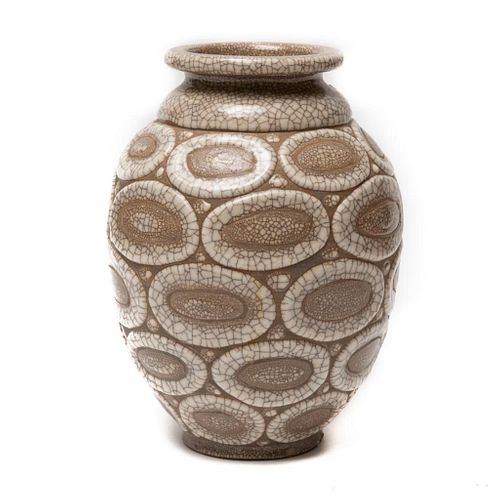Rene Buthhaud  signed art deco pottery vase