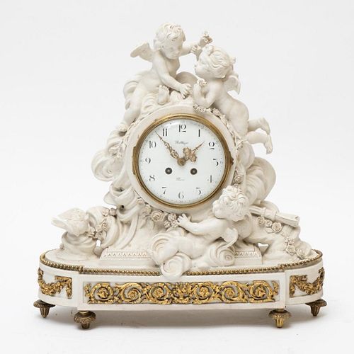 Balthazar Paris Bisque Cupid Mantel Clock