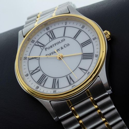 Tiffany & Co portfolio stainless steel and gold wrist watch