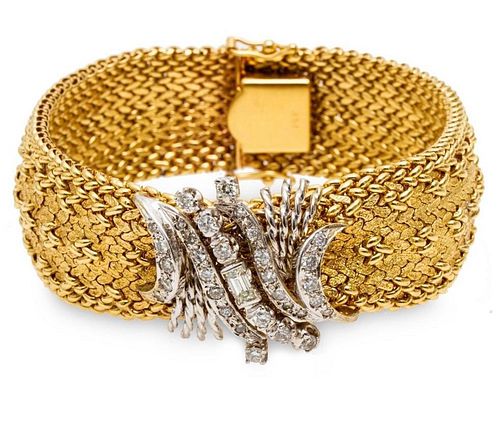 Bracelet, GIA 14k Gold and Diamond Bracelet