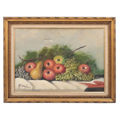 FIRMADO A. MULLER. Bodegón con frutas. Óleo sobre tela. 50 x 70 cm