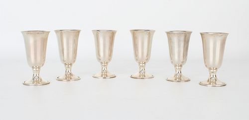 (6) Sterling Silver Fluted Cordial Cups