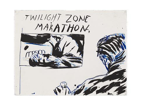 Raymond Pettibon, "No Title (Twilight zone marathon)", 2020
