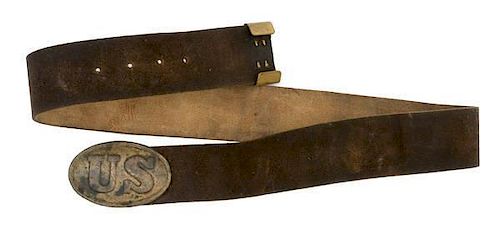 US Civil War Model 1855 Blackened Buff Waist Belt and Plate 