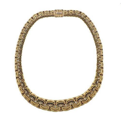 Italian 18K Gold  Woven Necklace 