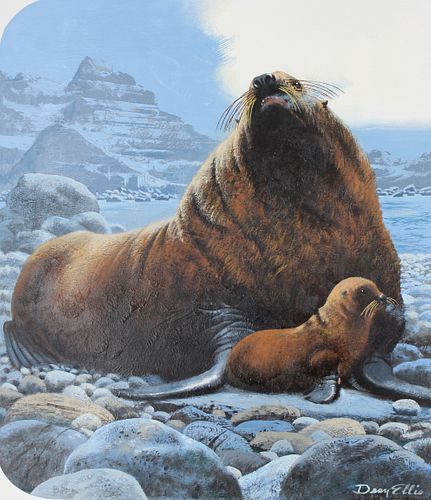 Dean Ellis (1920 - 2009) "Northern Sea Lions" Oil