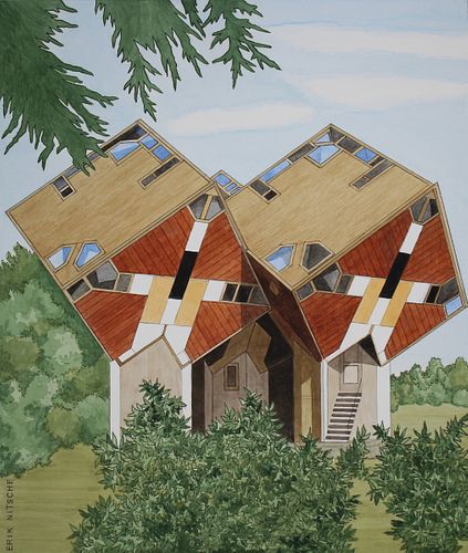 Erik Nitsche (1908 - 1998) "Cube Houses" Original