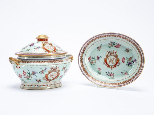 CHINESE EXPORT FAMILLE ROSE TUREEN & UNDERPLATE