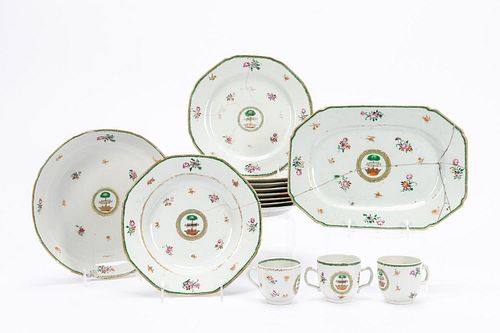 14PC CHINESE EXPORT ARMORIAL PORCELAIN GROUP