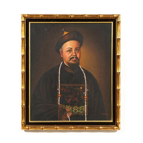 PORTRAIT OF A CHINESE MAN, OIL ON CANVAS, FRAMED