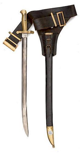 Model 1855 Brass Handle Saber Bayonet with Rifleman's Belt 